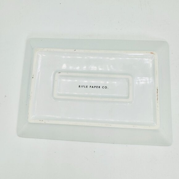 Rifle Paper Co Poppy Botanical Ceramic Catchall Tray/Dish Gold Rim 6.5 x 4.5 in - Picture 10 of 12